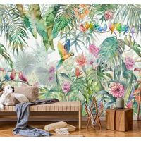 Papier Peint Panoramique Jungle Soie, 350 x 250 cm, Poster Geant Mural Personnalisé 3D pour Salon Chambre Décoration Murale