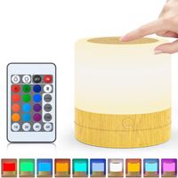 Veilleuse, Mini Lampe de Chevet Multicolore à 360°, Lampe Nuit Rechargeable avec Toucher Luminosité Ajustable Télécommande