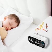 Radio-réveil numérique Bluetooth Radio-réveil numérique Horloge haut-parleur Bluetooth avec affichage LED de l'heure et de - Pwshymi