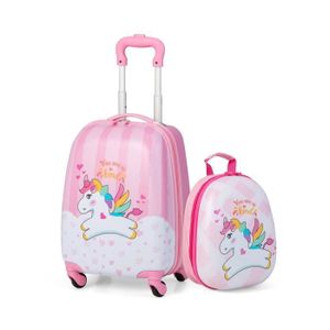 SET DE SACS DE VOYAGE COSTWAY Valise 16’’ + Sac à dos 12’’ Bagage à Roul