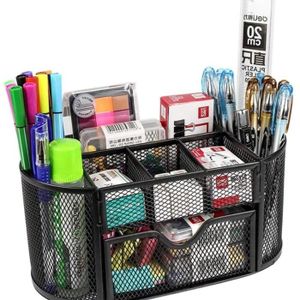 3 compartiments Pot à crayons Creative Boîte de rangement de bureau En maille de métal