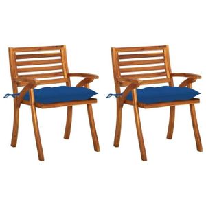 Ensemble table et chaise de jardin HOT Vente© | Chaises à dîner de jardin avec coussins 2 pcs Acacia massif BEST MEUBLE®FRUSHKKT®