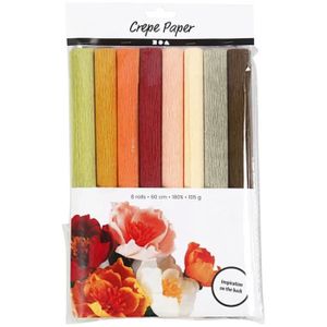 PAPIER CREPON - SOIE Assortiment de papier crépon - Couleurs pastel automnales - 25 x 60 cm - 8 rouleaux