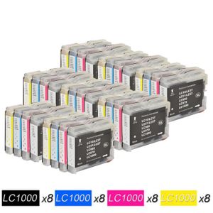 Lot De 32 Cartouches Compatibles Brother LC1220/LC1240/LC1280 - 8 Noires, 8 Cyan, 8 Magenta, 8 Jaunes
