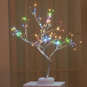 fête de Noël décoration de printemps Hairui Arbre d'eucalyptus lumineux avec minuteur 45,7 cm 50 LED Fonctionnement à piles Alimenté par USB pour mariage 
