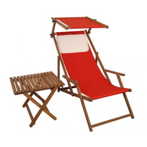 CHAISE LONGUE Chaise longue de jardin rouge, bain de soleil plia