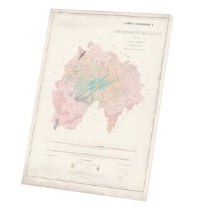 OBJET DÉCORATION MURALE Tableau Décoratif  15 Cantal Département Carte Géologique Ancienne France Région (30 cm x 41 cm)