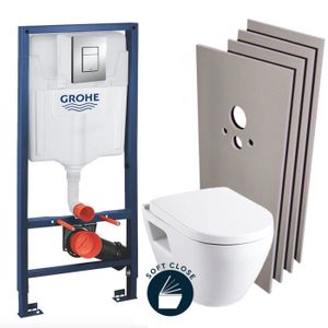 WC - TOILETTES Grohe Pack WC Bâti-support + WC Serel Solido Compact + Abattant softclose + Set d'habillage (39186000-sabo)
