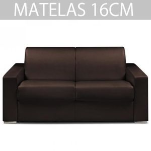 CANAPE CONVERTIBLE Canapé convertible cuir et polyuréthane marron - D