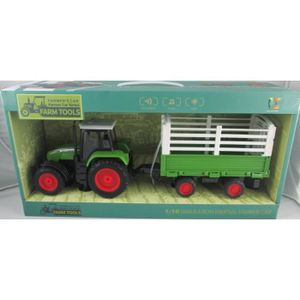 JOUET TRACTEUR ET REMORQUE A RETROFRICTION 28 CM AVANCE TOUT SEUL