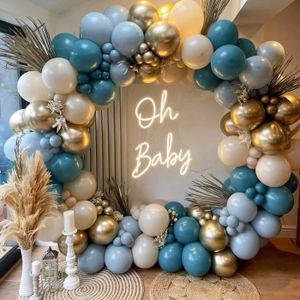 Kit Arche Ballon Bleu Ciel, Blanc Et Or – La Boite à Dragées
