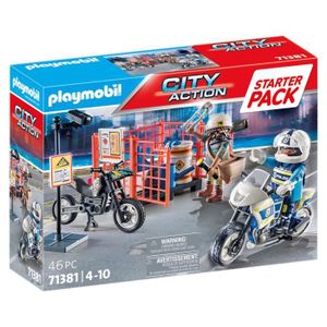 UNIVERS MINIATURE PLAYMOBIL Starter Pack Police - City Action - 71381 - Avec 2 personnages, 2 motos et des accessoires - Dès 4 ans