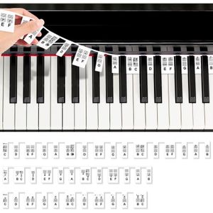 PIANO Autocollants De Piano,Autocollants Clavier Piano Pleine Grandeur 88-61 Touches En Silicone Pas Besoin De Coller Barres De No[J428]
