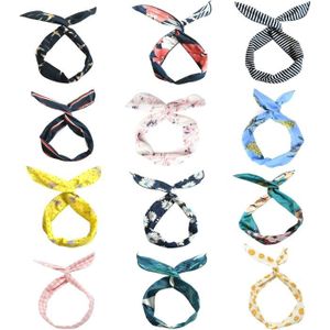 BANDEAU - SERRE-TÊTE 12PCS Twist Bow Wired Headbands, Bandeau en Fleur 