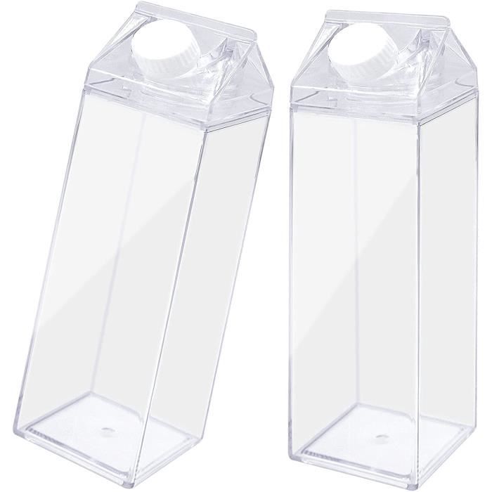 LUTER Bouteille d'eau carrée transparente en carton de lait de 1 000 ml -  Anti-fuite - Pour voyage, camping, escalade, sports de plein air :  : Sports et Plein air