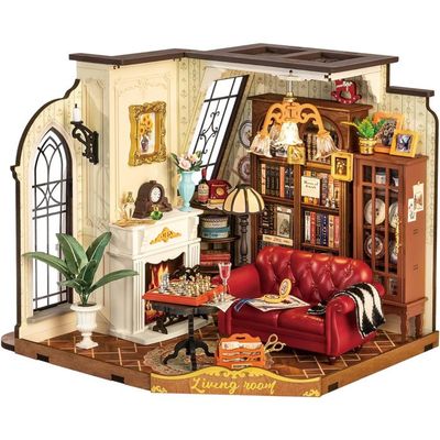 Maison de poupée miniature bricolage avec pièce créative anti-pouss