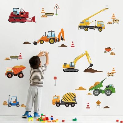 Stickers muraux engins (camions, voitures, avions) - Chambre bébé garçon