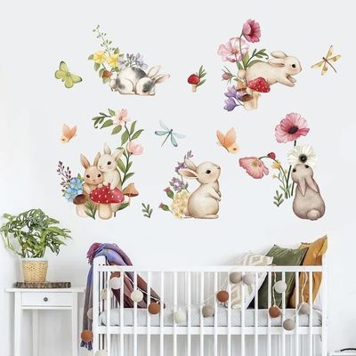 Stickers muraux enfants LAPIN SUR LA LUNE autocollants décoratifs animaux  forêt sticker mural pour chambre enfant bébé - Cdiscount Maison