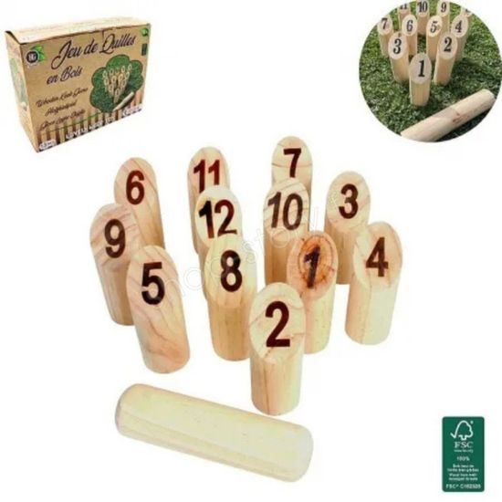 YRHOME Jeu de Lancer en Bois de Pin Jeux de Quilles de Jardin Extérieur, Jouets d'extérieur pour Enfants Adultes Fêtes de Famille - Jeux - Jouets