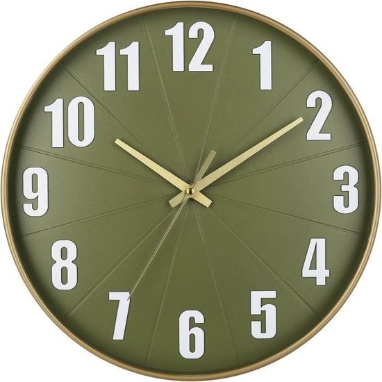 Horloge Murale Ronde Silencieuse 25,4 Cm Noir Doré - Sans Tic-Tac Pour Salon Cuisine Bureau
