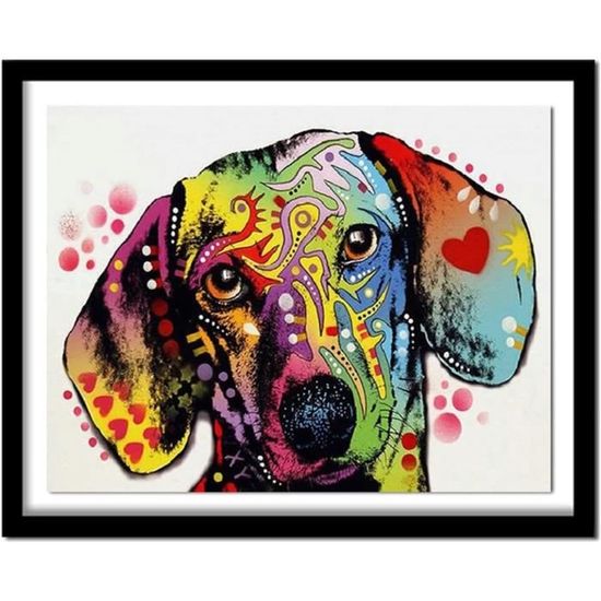5D DIY Diamant Peinture Kits Chiens Noirs Complet Strass Pour Adultes Diamond Painting Point Croix Broderie Mosaïque Toile Peinture Pour Maison Mural Décor Artisanat Square Drill 40x50cm CAB3025
