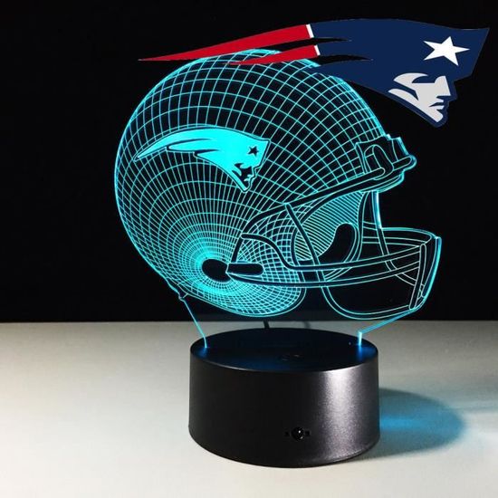 3D Nuit Lumière Lampe Acrylique NFL AFC New England Patriots Rugby Ballon Ovale 