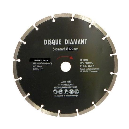 Disque Diamant Segmente Diametre 125 Mm Epaisseur 1 9 Mm