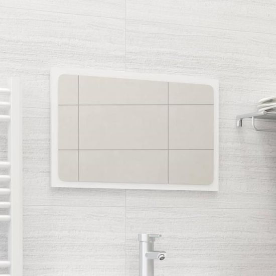 358Luxs•)Miroir de salle de bain avec éclairage LED Miroir Murale de Toilettes Design CHIC Blanc 60x1,5x37 cm Aggloméré FRENCH DAYS