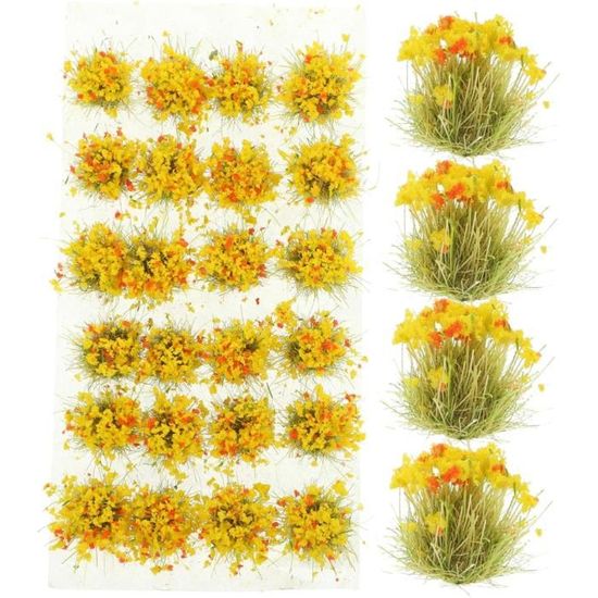 Touffes D'herbe Artificielle Statique - 2 Paquets - Idéal Pour Dioramas, Maquettes De Train Et Décors Miniatures - Couleur Jaune