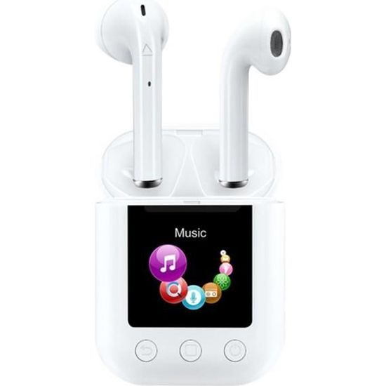 Lecteur MP4 Bluetooth 2 en 1 avec écouteurs sans fil et étui de chargement - DENVER TWM-850 Blanc