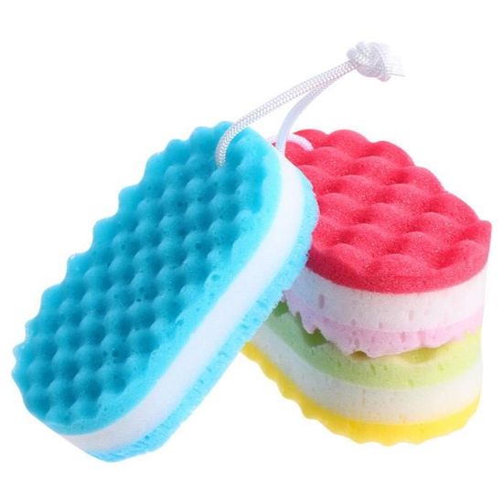 3pcs éponge de douche de bain exfoliante double face nettoyant pour le corps serviette de bain - drap de bain linge de toilette