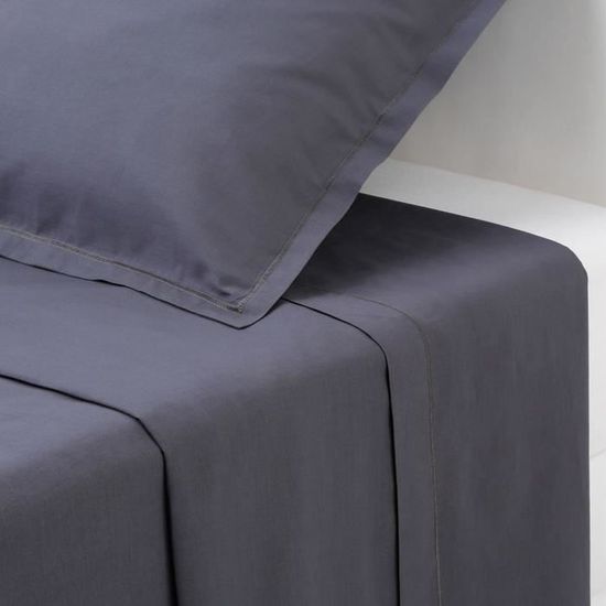 HOME LINGE PASSION, Drap Plat - 1 Pièce, 100% Coton - 57 Fils, 2 Personnes - 240 x 300 cm, Rose poudré HP62706 Roi