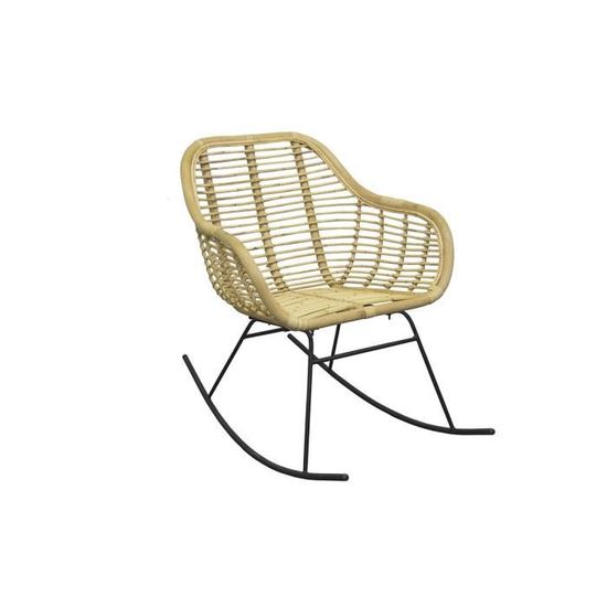 Chaise à Bascule Enfant En Rotin Naturel - Rocking Chair Rodéo Pour Enfants - Confortable Et Robuste