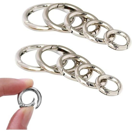 Lot De 6 Mousquetons Ronds 26mm En Alliage De Zinc - À Ressort, Ouverture Facile - Pour Sacs, Porte-clés, Artisanat, Randonnée - 1