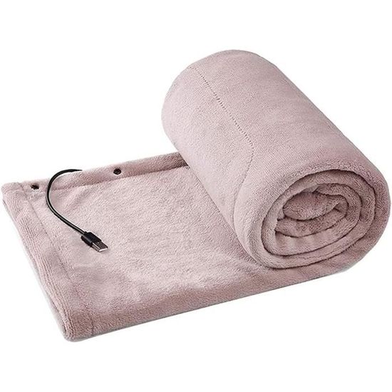 Couverture Chauffante USB Rechargeable - Flanelle Douce 100x70 Cm - Alimentation 5V/2A - Pour Canapé, Lit, Bureau, Voyage - 1