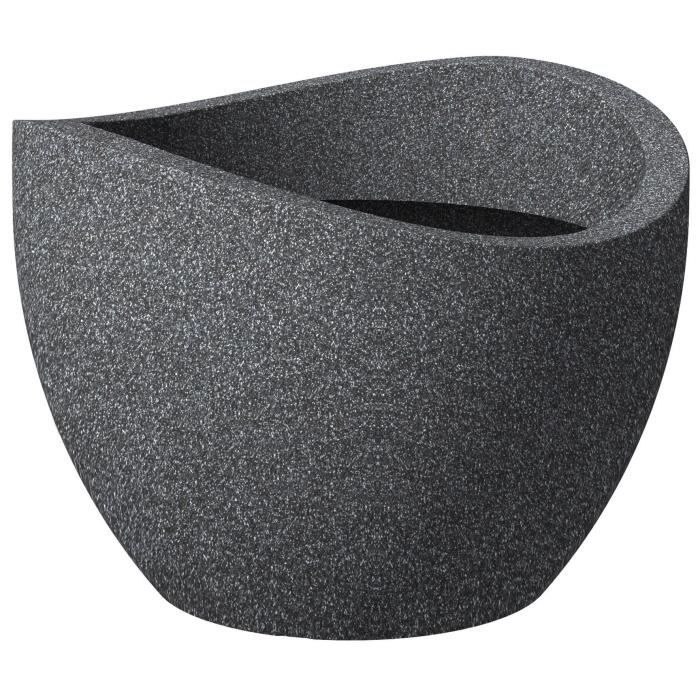 SCHEURICH Pot en plastique rotomoulé Wave Globe 250 - 50 x 37,1 cm - Noir granite