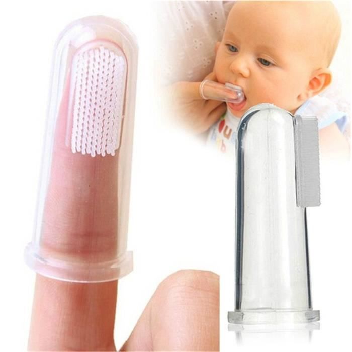 Brosse de massage en caoutchouc de dents de doigt de brosse à dents molle de silicone pour le bébé infantile