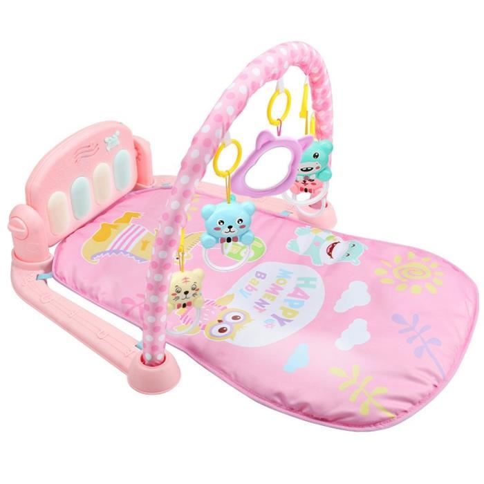 Tapis d'éveil,QWZ 3 en 1 bébé tapis de jeu bébé jouets de gymnastique éclairage doux hochets jouets musicaux pour bébés - Type Rose