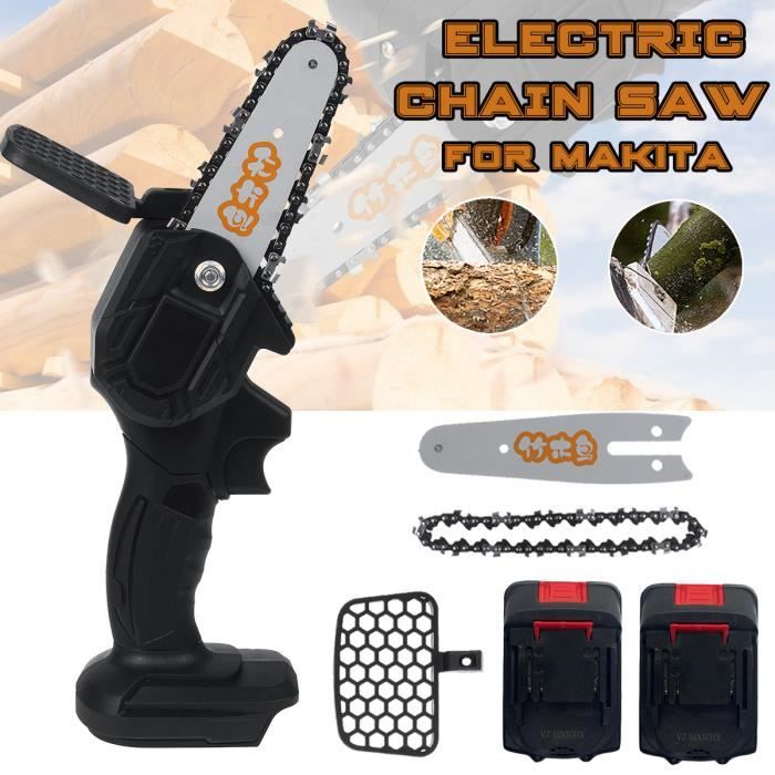 4 Pouces Guide Tronçonneuse Elagueuse Portable à Une Main électrique Cordless avec 2 Batteries