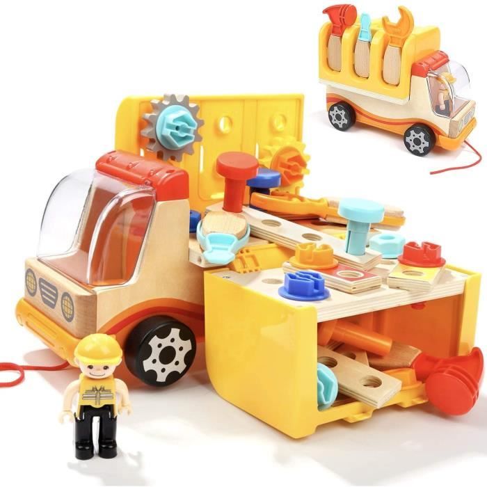 VEHICULE A CONSTRUIRE ENGIN TERRESTRE A CONSTRUIRENene Toys - Camion en Bois et Outils - Jouet Éducatif pour Fille et G308