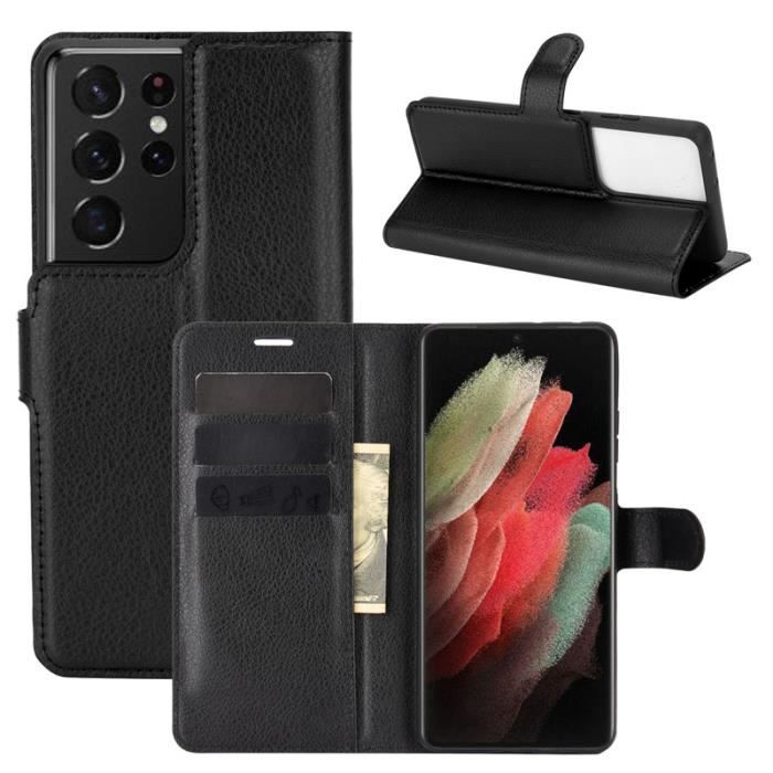 Coque Folio Samsung Galaxy S21 (5G), Noir Couleur Integrale Antichoc Protection Élégant Souple Slim Bumper Anti-rayures