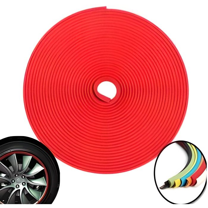 Liseret 3D autocollant pour 4 jantes - 8m - ROUGE