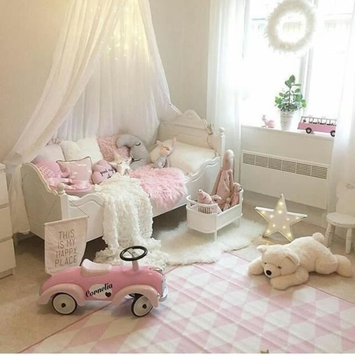 Ciel de lit pour enfants Baldaquin Rideaux De Lit Tente de Jeu Intérieur Décoration Chambre Princesse Moustiquaire Blanc