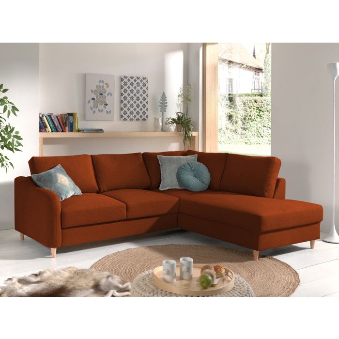 Canapé d'angle 5 places Tissu Scandinave