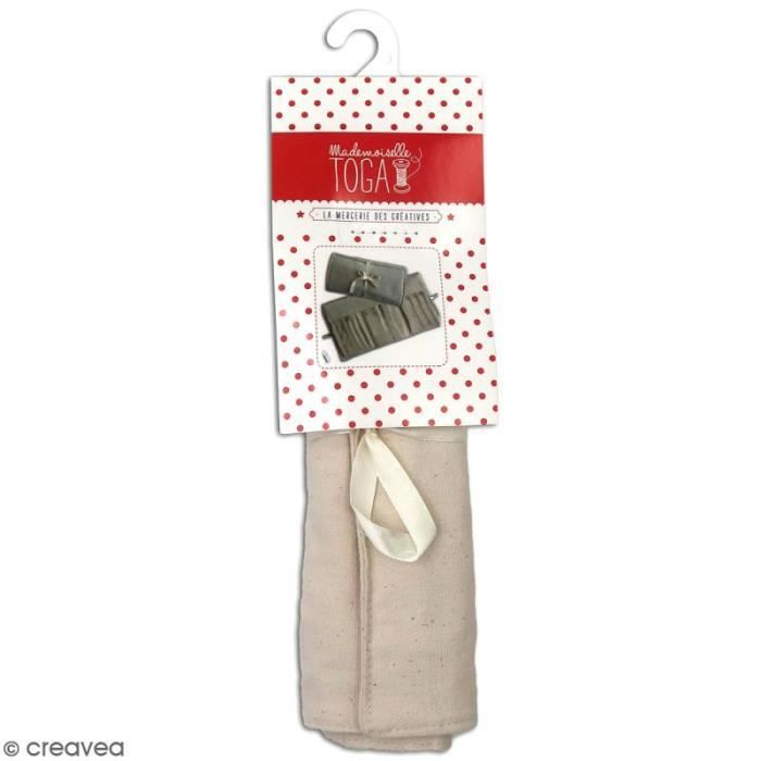 Trousse maquillage en tissu - Blanc cassé - 39 x 22 cm