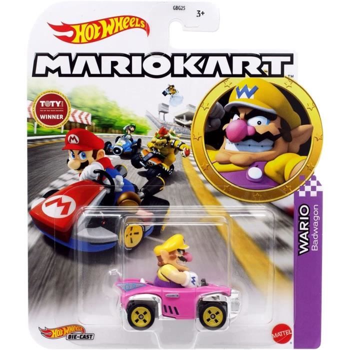 Hot Wheels Mario kart - Voiture / véhicule en métal 1/64 - Wario Badwagon