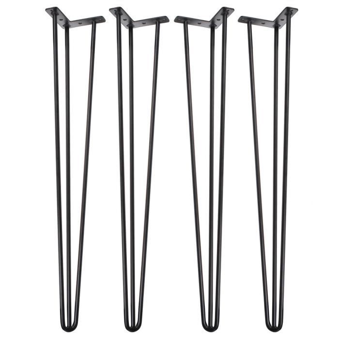 4 Pcs Pieds de table Noir Fer Accessoires 70cm pour Meubles