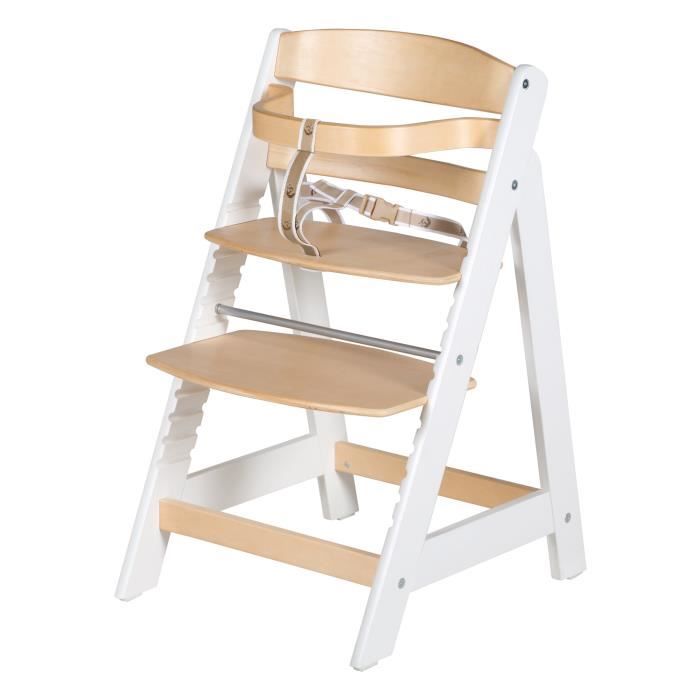 ROBA Chaise haute évolutive -Sit Up III-, qui grandit avec l'enfant jusqu’à chaise jeune, bois naturel-blanc