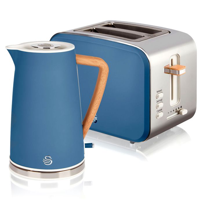 Set petit-déjeuner Bouilloire sans fil 1,7 L grille-pain 2 Nordic Bleu SWAN STP2090 Azul 49381