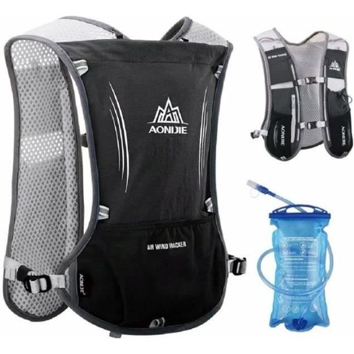 BIR22366-Sac à Dos Hydratation 5L Marathoner Running Race Gilet d'hydratation - Noir - avec vessie d'eau de 1,5 L